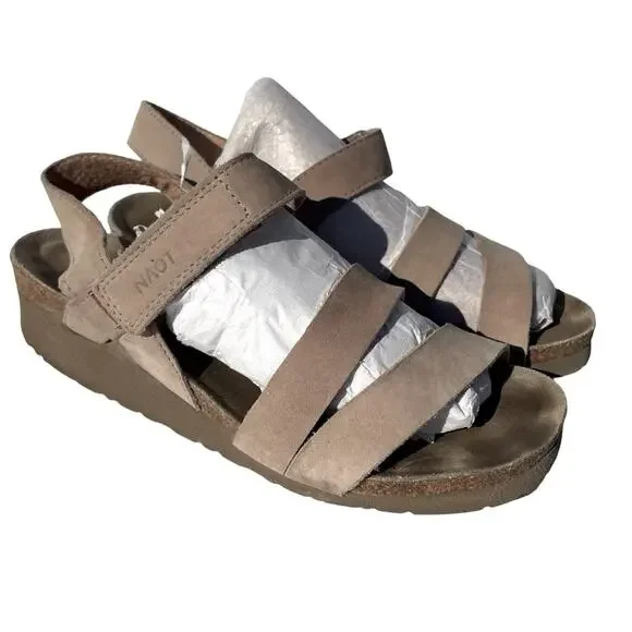 Naot Kayla Sandals Tan Suede Leather Cork Footbed Womens Size 7 / 37 - Picture 4 of 9